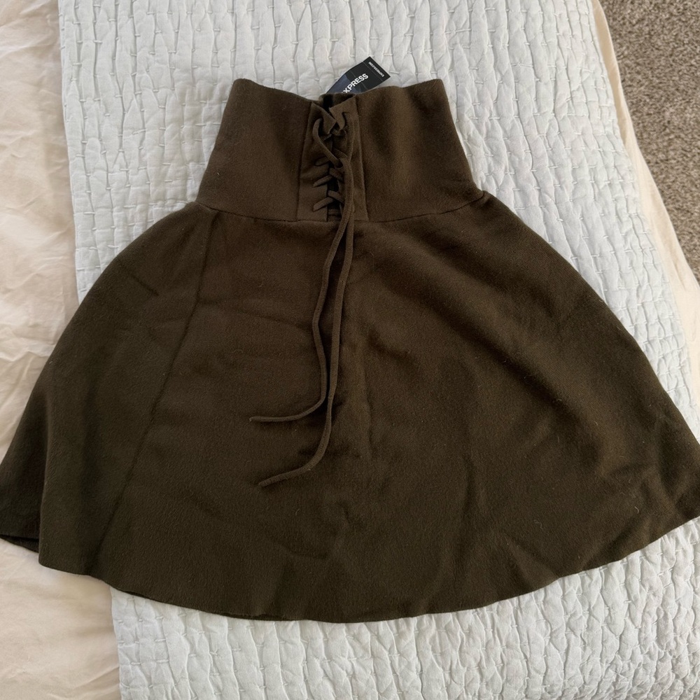 Express Dark Green Mini Skirt